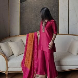 pink kurta with plazo