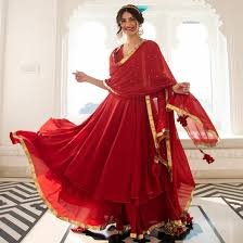 Red Anarkali gown